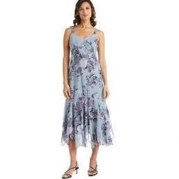 R&M Richards blue purple 2 piece long formal dress with jacket. Size 14. NWT. - Picture 10 of 16